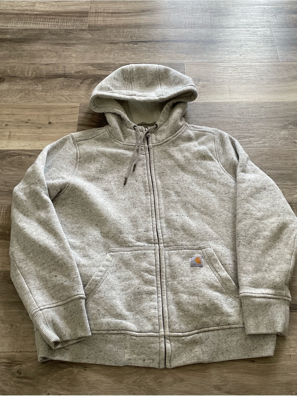 Carhartt Light Gray Full-Zip Hooded Sweatshirt